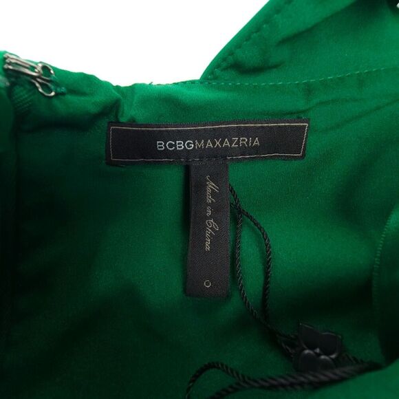 NEW BCBGMaxAzria Annely One Shoulder Peplum Gown Formal Maxi Dress Malachite 0 - Picture 2 of 10